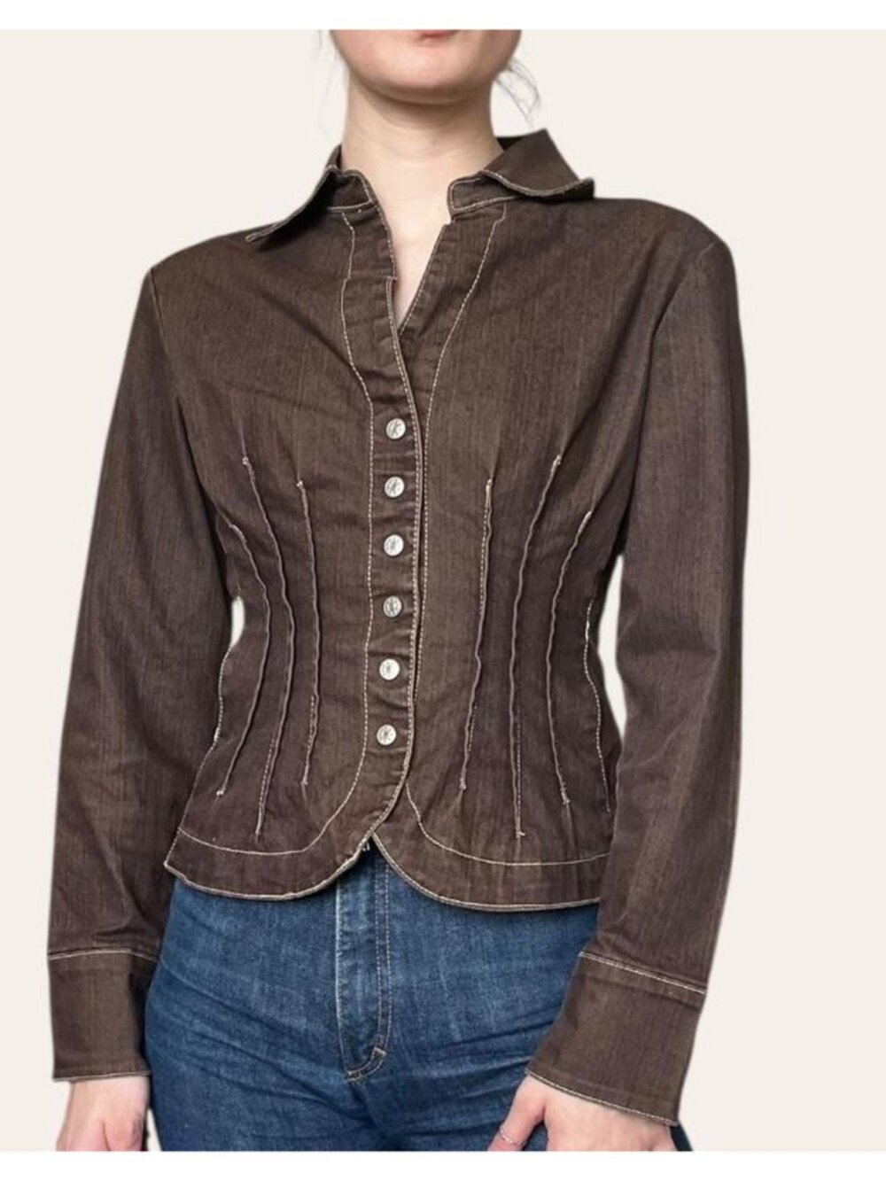 Dressbarn y2k vintage brown fitted snap button jacket - Small